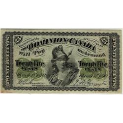 DC-1c 1870 25¢,  attractive note grades abt V