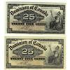 Image 1 : DC-15b 1900 25¢, Lot of 2 notes EF to AU