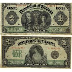 DC-18d-i 1911 and 1917DC-23d $1, both notes F