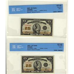 DC-24c 1923 25¢ #170285, #170826 CCCS EF45.