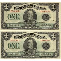 DC-25o 1923 $1 #E5185674-75 UNC.  A crisp Cho