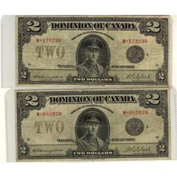 DC-26l 1923 $2, #W-173230 #W-082070. Lot of 2
