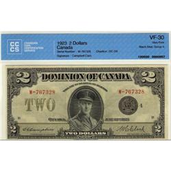 DC-26l 1923 $2  W-767328 CCCS VF-30