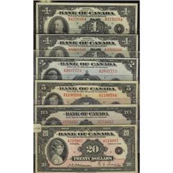 Set of 6 notes with check letter series 'C' 1