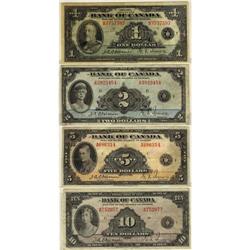 Lot of four 1935 "English"  notes : BC-1 $1,