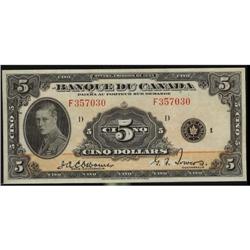 BC-6 1935 $5 #F357030. Popular french issue.