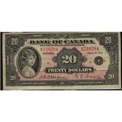 BC-9b 1935 $20 English text Small seal A23828