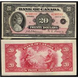 BC-9b 1935 $20 English Small seal #A240533  E