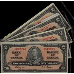 BC-22c 1937 $2.  Lot of 4 notes VF to EF.