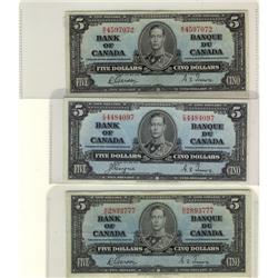 BC-23c 1937 $5. Lot of 3 notes one of which i