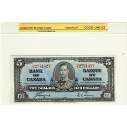 BC-23c 1937 $5 #HS2771427 CCGS UNC63