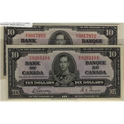Lot of 2 1937 $10 BC-24b Gordon-Towers  K/D82