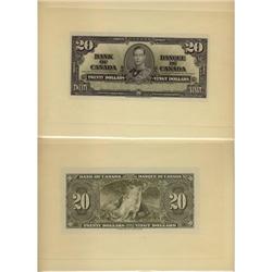 BC-25FP and BC-25BP 1937 $20 Face and Back Pr