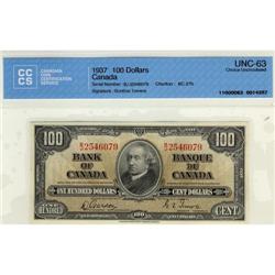 BC-27b 1937 $100 Gordon CCCS  UNC-63