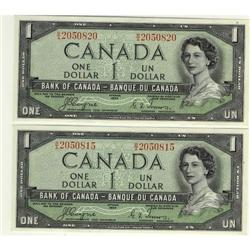 BC-29a 1954 DF $1 #BA2050815/BA2050820. Lot o