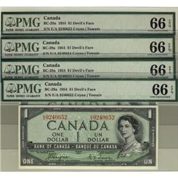 BC-29a 1954 DF $1 #EA9240652 to 655 PMG Gem U