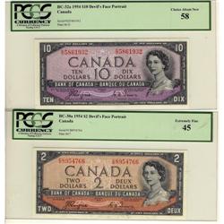 BC-30a $2 PCGS EF45 and BC-32a $10 PCGS AU58.