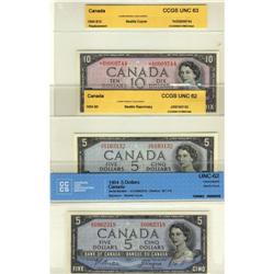 BC-31b 1954 $5, BC-39b $5.  Lot of 2 certifie