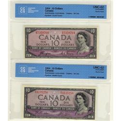 BC-32a and BC-32b 1954 $10 DF #HD4135250, #DD