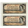 Image 1 : BC-34a 1954 $50 DF. Lot of 2 notes VF to EF