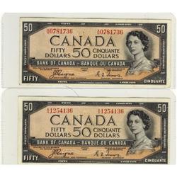 BC-34a 1954 $50 DF. Lot of 2 notes VF to EF