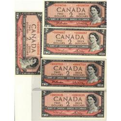 Lot of 5 different 1954 $2 "REPLACEMENT" note