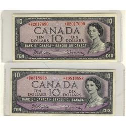 BC-40bA 1954 $10 #BD.  Lot of 2 notes EF to A