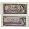 Image 1 : BC-40bA 1954 $10 #BD.  Lot of 2 notes EF to A
