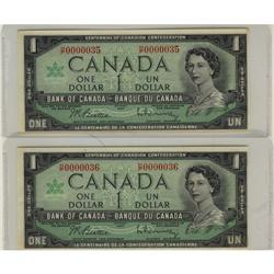 BC-45b 1967 $1 Consecutive pair of notes, H/P