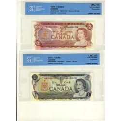 BC-46aA 1973 $1 *A/N, BC-47aA 1974 $2 *B/A bo