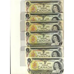 Lot of 6 different "REPLACEMENT" 1973 $1 note