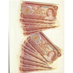 BC-47a-i 1974 $2 issues.  Lot of 18 notes all