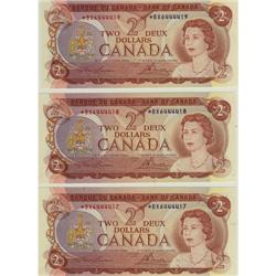 Lot of 3 consecutive numbered notes, 1974 $2