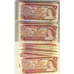 BC-47b 1974 $2.  Lot of 55 notes includes var