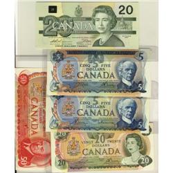 BC-48a 1972 $5, BC-53b (7) 1979 $5, BC-54a (8