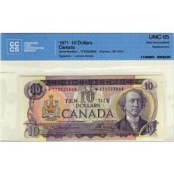 BC-49cA 1971 $10 #*TT2523868 CCCS UNC-65