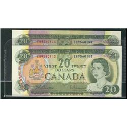 Lot  of two  notes, BC-50a 1969 $20  Beattie-