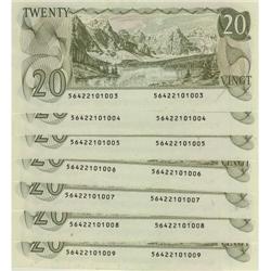 BC-54b-i 1979 $20.  Lot of 7 consecutive note
