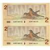 Image 1 : Consecutive numbered pair BC-55a 1986 $2 Crow