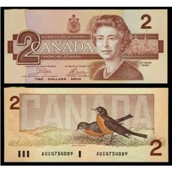 BC-55b 1986 $2 BCS AU-50.  EXTREMELEY RARE CH