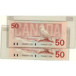 Consecutive numbered pair of 1988 $50 FHV4371