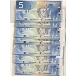 2001-2005 $5.  Lot of 7 notes including, BC-6