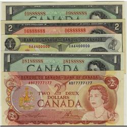 Lot of 5 notes all with peculiar serial numbe