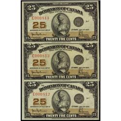 Lot of 3 consecutive LOW numbered shinplaster