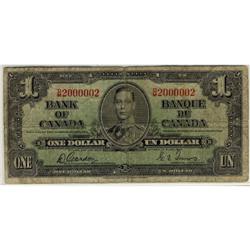 RADAR note, BC-21c 1937 $1 #DM2000002.  Solid