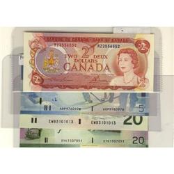 Lot of 4 RADAR notes includes 1974 $2 #255655