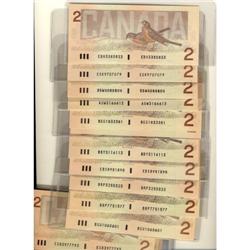 1986 $2. Lot of 18 RADAR two and three digit