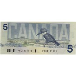 1986 $5 $1111111 T-C sig.  A very rare solid