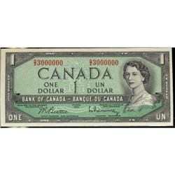 Million numbered note, BC-37b 1954 $1 #DZ3000