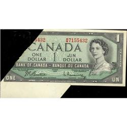 Error note, BC-37b 1954 $1  #WM7155432. EF-AU